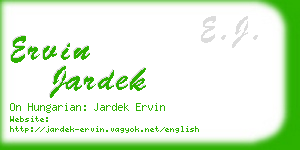 ervin jardek business card